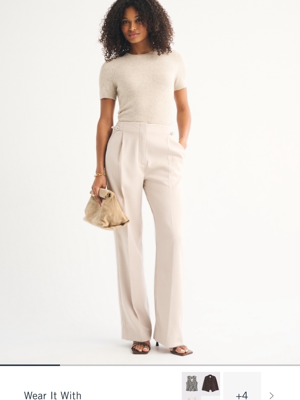 Abercrombie & Fitch Curve Love A&F Sloane Tailored
Hardware Wide Leg Pant